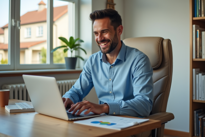 Homme d'affaires regardant des graphiques immobiliers