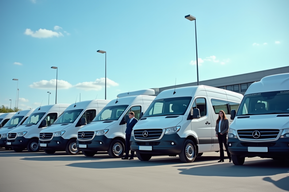 Vente de vans 9 places dans un concessionnaire en plein jour