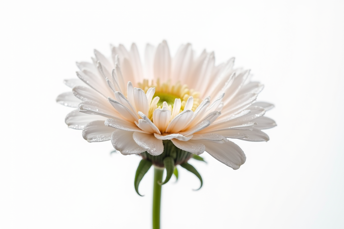 Fleur de scabiosa en gros plan avec gouttes d